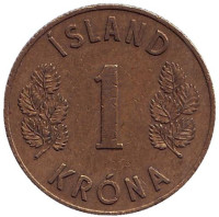 Монета 1 крона. 1957 год, Исландия. 