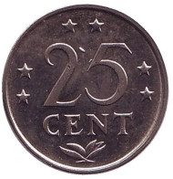 Монета 25 центов, 1983 год, Нидерландские Антильские острова. Из обращения. Монета 25 центов, 1983 год, Нидерландские Антильские острова. Из обращения.