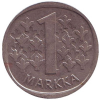 Монета 1 марка. 1991 год, Финляндия. Из обращения.