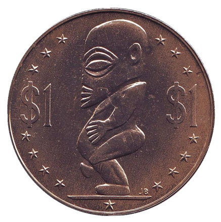 Монета 1 доллар. 1973 год, Острова Кука. UNC. Тангароа. Божество.