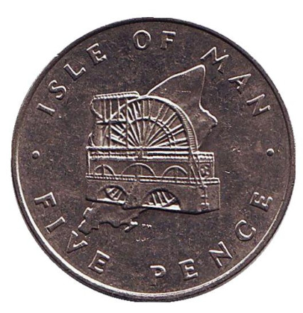 Монета 5 пенсов. 1978 год, Остров Мэн. Колесо Лакси.