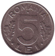 Монета 5 лей. 1994 год, Румыния. Монета 5 лей. 1994 год, Румыния.