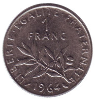 Монета 1 франк. 1964 год, Франция.