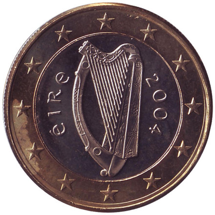 Монета 1 евро. 2004 год, Ирландия.