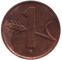Монета 1 раппен. 1951 год, Швейцария.