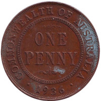 Монета 1 пенни. 1936 год, Австралия. 
