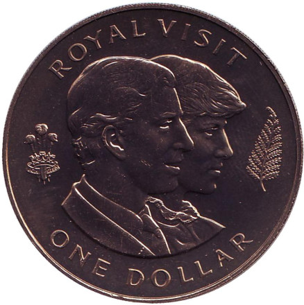 Монета 1 доллар. 1983 год, Новая Зеландия. Королевский визит.