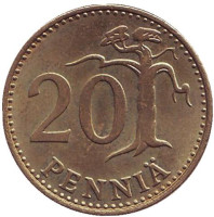 Монета 20 пенни. 1981 год, Финляндия.