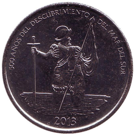 Монета 1/2 бальбоа. 2013 год, Панама. 500 лет открытиям в Тихом океане.
