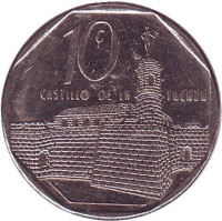 Крепость Реаль-Фуэрса. (Замок королевской мощи). Монета 10 сентаво. 2002 год, Куба.
