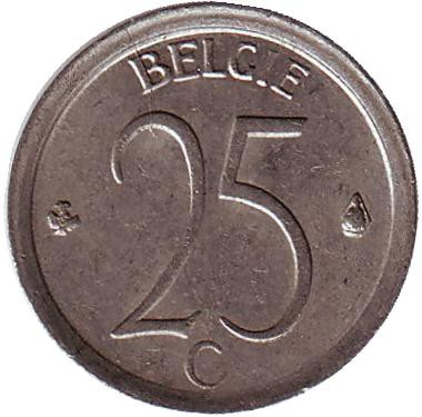 Монета 25 сантимов. 1965 год, Бельгия. (Belgie)