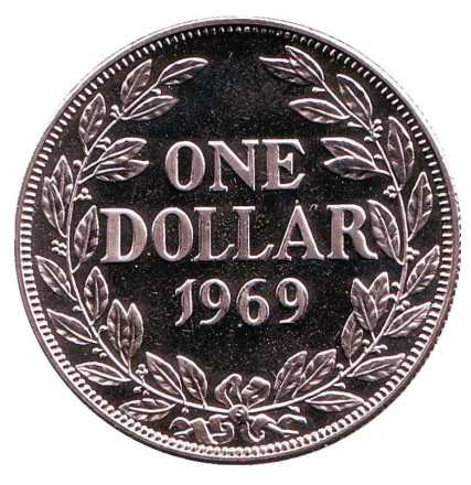 Монета 1 доллар. 1969 год, Либерия. Proof.