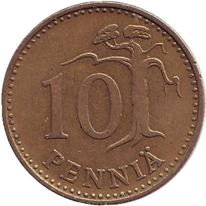 Монета 10 пенни. 1963 год, Финляндия.