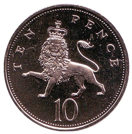 Монета 10 пенсов. 1991 год, Великобритания. BU.