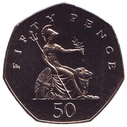 Монета 50 пенсов. 1990 год, Великобритания. BU.