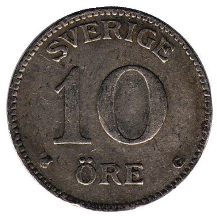 Монета 10 эре. 1935 год. Швеция.