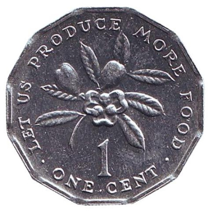 Монета 1 цент. 1990 год, Ямайка. aUNC. Аки. (Блигия вкусная).