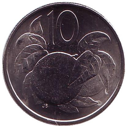 Монета 10 центов. 2015 год, Острова Кука. Апельсин.