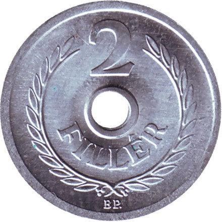 Монета 2 филлера. 1991 год, Венгрия. BU.