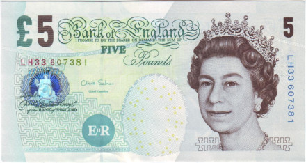 Банкнота 5 фунтов. 2002 год, Великобритания. (Тип 2).