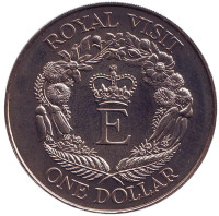 Королевский визит. Монета 1 доллар. 1986 год, Новая Зеландия.