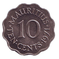 Монета 10 центов. 1971 год, Маврикий. UNC