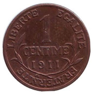 Монета 1 сантим. 1911 год, Франция. Монета 1 сантим. 1911 год, Франция.