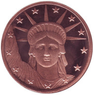 Статуя свободы. Монетовидный жетон. Унция меди 999. США (Вариант II). Статуя свободы. Монетовидный жетон. Унция меди 999. США (Вариант II).