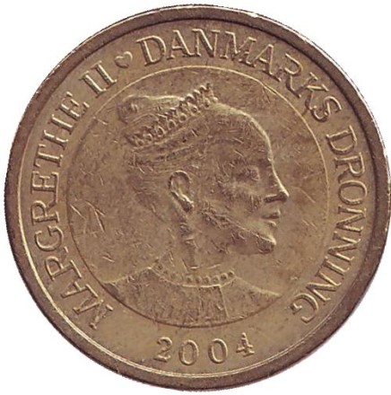 Монета 10 крон. 2004 год, Дания. Монета 10 крон. 2004 год, Дания.