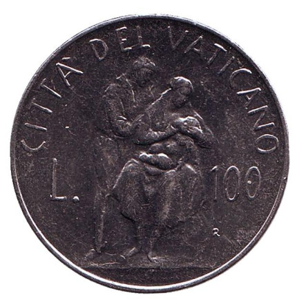 Монета 100 лир. 1982 год, Ватикан. Семья. (Семейный союз).