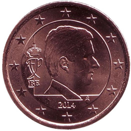 Монета 2 цента. 2014 год, Бельгия.