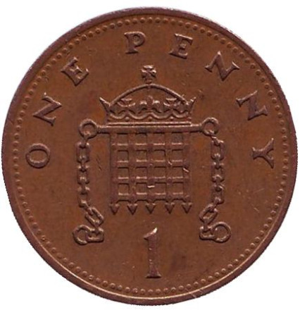 Монета 1 пенни. 1990 год, Великобритания.
