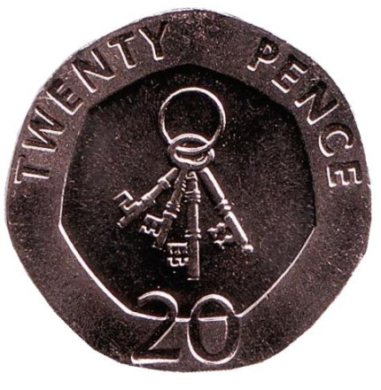 Монета 20 пенсов. 2010 год, Гибралтар. UNC. 4 ключа.
