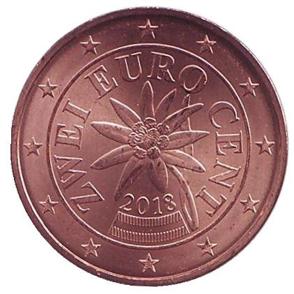 Монета 2 цента. 2018 год, Австрия.