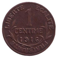 Монета 1 сантим. 1916 год, Франция. Монета 1 сантим. 1916 год, Франция.