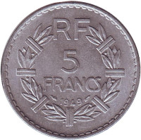 5 франков. 1949 год, Франция.