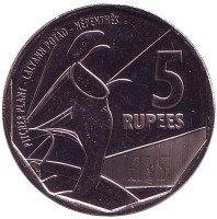 Непентес. (Кувшиночник). Монета 5 рупий. 2016 год, Сейшельские острова.