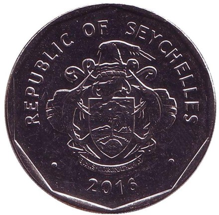 Монета 5 рупий. 2016 год, Сейшельские острова. Непентес. (Кувшиночник). Монета 5 рупий. 2016 год, Сейшельские острова. Непентес. (Кувшиночник).