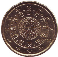 Монета 20 центов. 2010 год, Португалия.