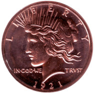 Доллар мира. Монетовидный жетон. Унция меди 999. США (Вариант III). Доллар мира. Монетовидный жетон. Унция меди 999. США (Вариант III).