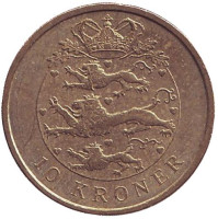 Монета 10 крон. 2006 год, Дания. 