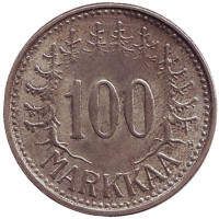 Монета 100 марок, 1957 год, Финляндия.