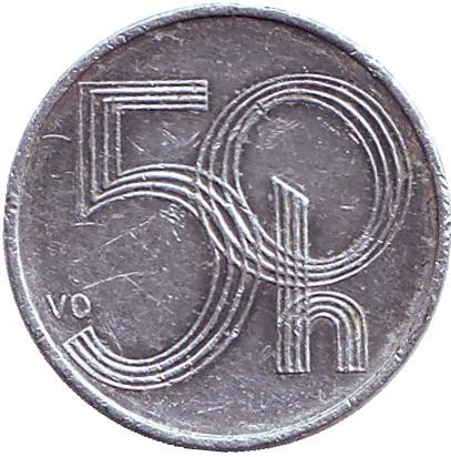 Монета 50 геллеров. 2000 год, Чехия.