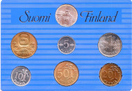 Набор монет Финляндии (6 шт., с жетоном), 1989 год, Финляндия. Тип 2. (в банковской упаковке). 125-летие чеканки финских монет. Набор монет Финляндии (6 шт., с жетоном), 1989 год, Финляндия. Тип 2. (в банковской упаковке). 125-летие чеканки финских монет.