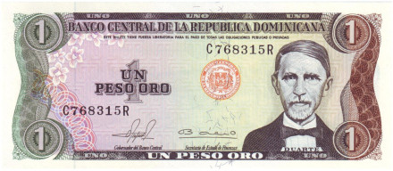 Банкнота 1 песо. 1981 год, Доминиканская Республика.