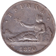 Монета 5 песет. 1870 год, Испания. (Временное правительство). Монета 5 песет. 1870 год, Испания. (Временное правительство).