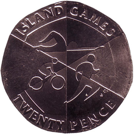 Монета 20 пенсов. 2019 год, Гибралтар. Триатлон. Островные игры.