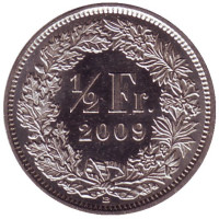 Монета 1/2 франка. 2009 год, Швейцария.