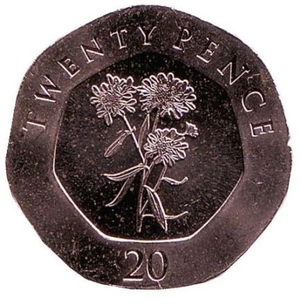 Монета 20 пенсов. 2016 год, Гибралтар. UNC. Цветы.