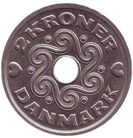 Монета 2 кроны. 1994 год, Дания.